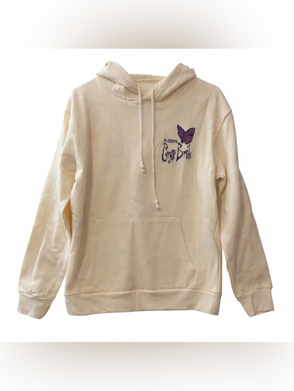 👰🏻‍♀️Tim Burton 👰🏻Ivory Graphic Hoodie with Purple Butterfly